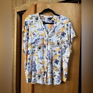 Torrid (Size 2) Floral Dolman Sleeve Pastel Blouse Shirt Career Casual